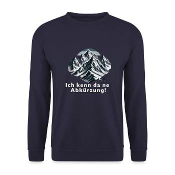 Ich kenn da ne Abkürzung Berge Wandern Bergsteiger - Unisex Pullover - Navy - Vorne - Alina (178cm) & Michal (187cm)