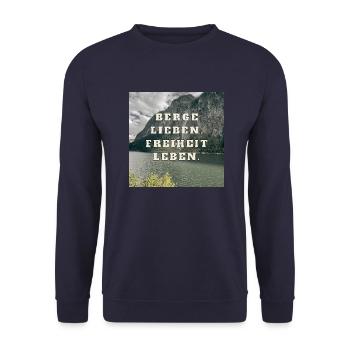 Berge lieben - Freiheit leben - Unisex Pullover - Navy - Vorne - Alina (178cm) & Michal (187cm)