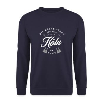 The best city is Cologne on the Rhine - Unisex Sweatshirt - navy - Front - Alina (178cm) & Michal (187cm)
