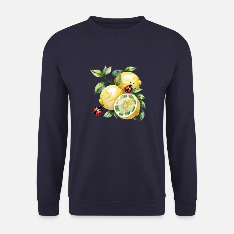 Fröhliches Zitronen-Marienkäfer Muster - Unisex Pullover - Navy