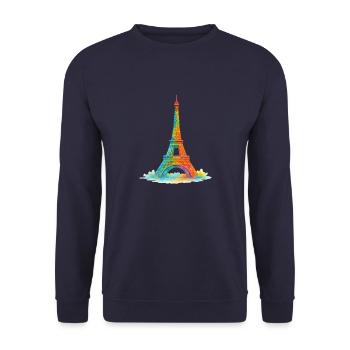 Eiffel Tower Paris Watercolor Painting - Unisex Sweatshirt - navy - Front - Alina (178cm) & Michal (187cm)