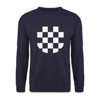 Sahovnica SAMO http://WWW.CROATIAN-TEAM.de - Unisex Pullover - Navy - Vorne - Alina (178cm) & Michal (187cm)