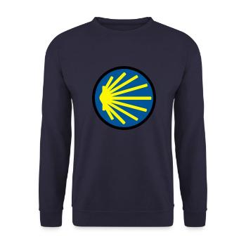 jakobsweg rund - Unisex Pullover - Navy - Vorne - Alina (178cm) & Michal (187cm)