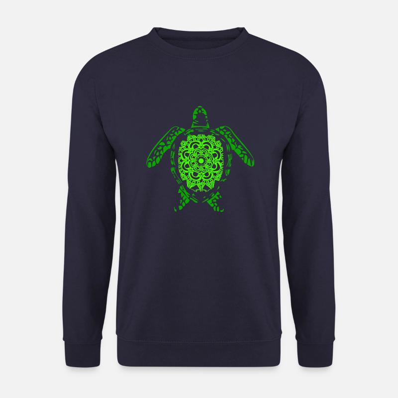 Grüne gemusterte Meeresschildkröte Schildkröte - Unisex Pullover - Navy