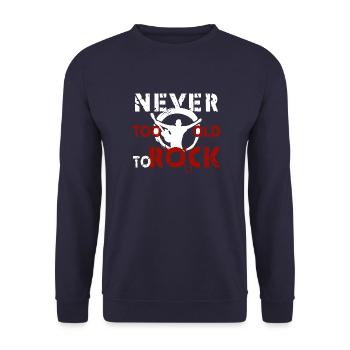 never too old to rock - Unisex Pullover - Navy - Vorne - Alina (178cm) & Michal (187cm)