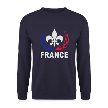 France Lys 01 - Sweat-shirt Unisexe - marine - Devant - Alina (178cm) & Michal (187cm)