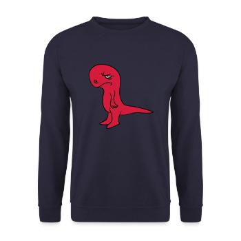 trauriger gelangweilter lustloser genervter dino - Unisex Pullover - Navy - Vorne - Alina (178cm) & Michal (187cm)