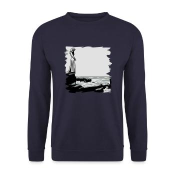 Gothic hand rosary - Unisex Sweatshirt - navy - Front - Alina (178cm) & Michal (187cm)
