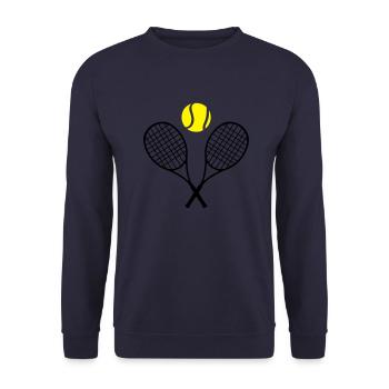 Tennis racket and ball (cheap!) 2 colors - Unisex Sweatshirt - navy - Front - Alina (178cm) & Michal (187cm)