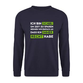 Schiedsrichter hat immer Recht - Unisex Pullover - Navy - Vorne - Alina (178cm) & Michal (187cm)