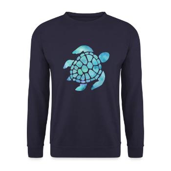Sea Turtle Watercolor Blue - Unisex Sweatshirt - navy - Front - Alina (178cm) & Michal (187cm)