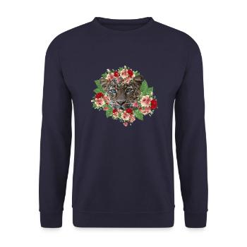 Leo The Cat - Unisex Sweatshirt - navy - Front - Alina (178cm) & Michal (187cm)