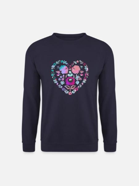 ungarische blumen,blumenherz,bunt,blumen,herz - Unisex Pullover - Navy