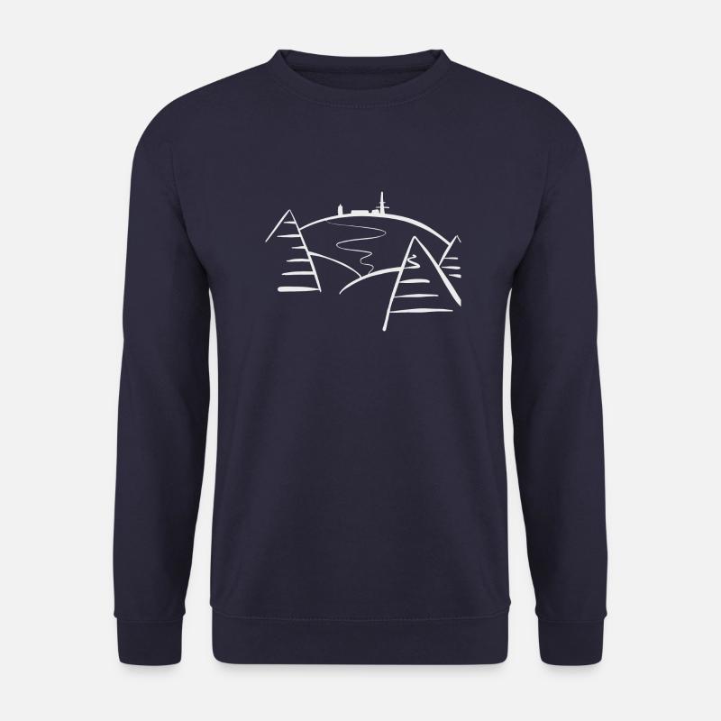 Brocken mit Wald und Weg grau/weiß - Unisex Pullover - Navy
