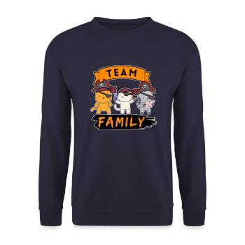 team family cat pirate department head funny - Unisex Sweatshirt - navy - Front - Alina (178cm) & Michal (187cm)
