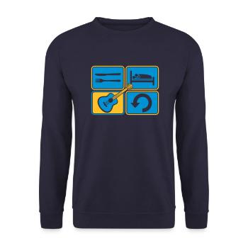 Repeat playing guitar daily - Unisex Sweatshirt - navy - Front - Alina (178cm) & Michal (187cm)