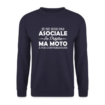pas asociale je préfère ma moto / humour moto - Sweat-shirt Unisexe - marine - Devant - Alina (178cm) & Michal (187cm)