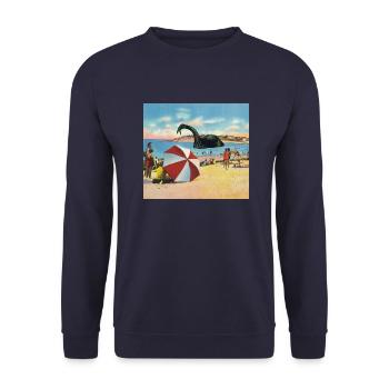 Dinosaurier im Meer - Unisex Pullover - Navy - Vorne - Alina (178cm) & Michal (187cm)
