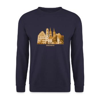 Oschatz Rathaus Kirche St. Aegidien Sachsen - Unisex Pullover - Navy - Vorne - Alina (178cm) & Michal (187cm)