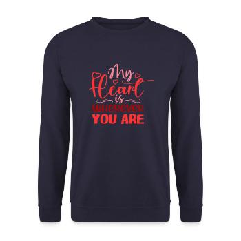 Mon Cœur est où que vous soyez - Sweat-shirt Unisexe - marine - Devant - Alina (178cm) & Michal (187cm)