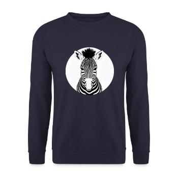 Fun Zebra Cartoon lustig Natur Tier Safari 4 - Unisex Pullover - Navy - Vorne - Alina (178cm) & Michal (187cm)
