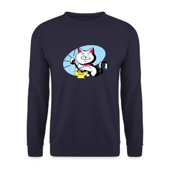 Chat et ramen - Sweat-shirt Unisexe - marine - Devant - Alina (178cm) & Michal (187cm)