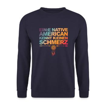 Lustiger Spruch über Gendern & Wokeness - Unisex Pullover - Navy - Vorne - Alina (178cm) & Michal (187cm)