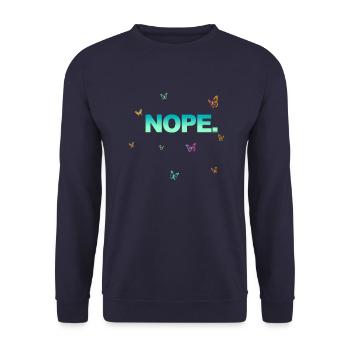 NOPE - sei kein ja-Sager! - Unisex Pullover - Navy - Vorne - Alina (178cm) & Michal (187cm)