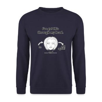 witziges Nicht-Nachdenken-Design / lustige Sprüche - Unisex Pullover - Navy - Vorne - Alina (178cm) & Michal (187cm)