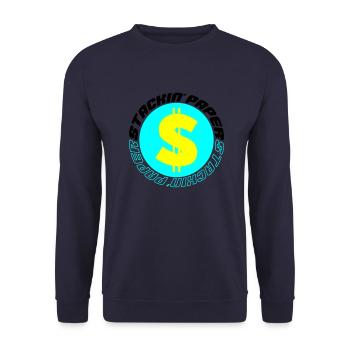 stackin paper 003 - Unisex Pullover - Navy - Vorne - Alina (178cm) & Michal (187cm)