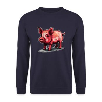 Sale un cochon rétro 8 bits fait de pixels - Sweat-shirt Unisexe - marine - Devant - Alina (178cm) & Michal (187cm)