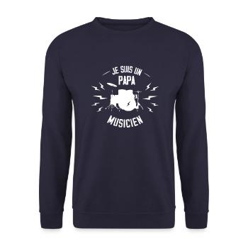 Papa Musicien blanc - Sweat-shirt Unisexe - marine - Devant - Alina (178cm) & Michal (187cm)