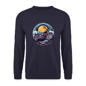 Motorcycle chopper - Unisex Sweatshirt - navy - Front - Alina (178cm) & Michal (187cm)