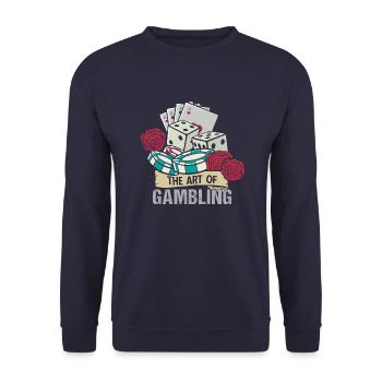 Gambling Glückspiel Kasino Vintage Gambler Sprüche - Unisex Pullover - Navy - Vorne - Alina (178cm) & Michal (187cm)