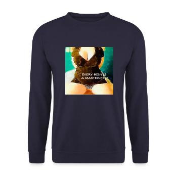 Every body is a masterpiece - Unisex Sweatshirt - navy - Front - Alina (178cm) & Michal (187cm)