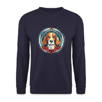 Beagle Hund Xma, Liebeshunde - Unisex Pullover - Navy - Vorne - Alina (178cm) & Michal (187cm)