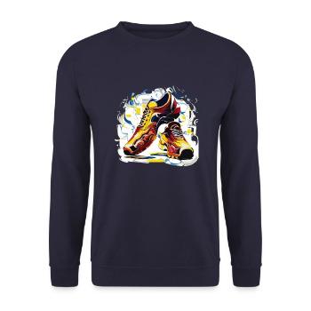 Fußballschuhe (Kunstsammlung) - Unisex Pullover - Navy - Vorne - Alina (178cm) & Michal (187cm)