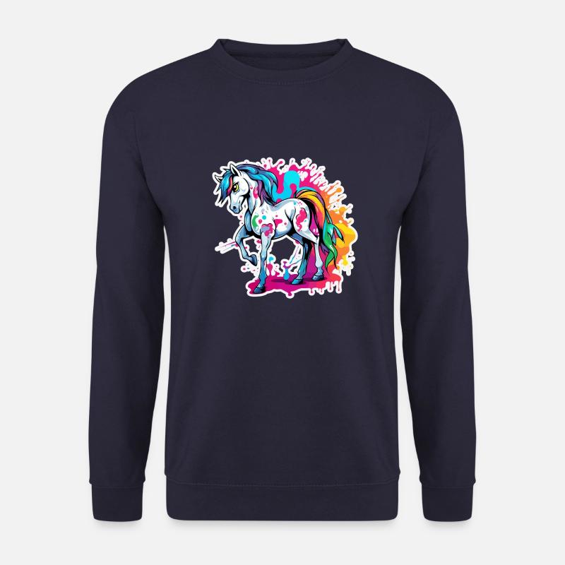 Pony / Pferd / Tier / reiten / Mähne / Stall - Unisex Pullover - Navy