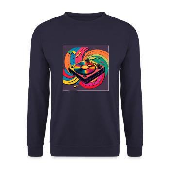 VINTAGE PLATTENSPIELER - Unisex Pullover - Navy - Vorne - Alina (178cm) & Michal (187cm)
