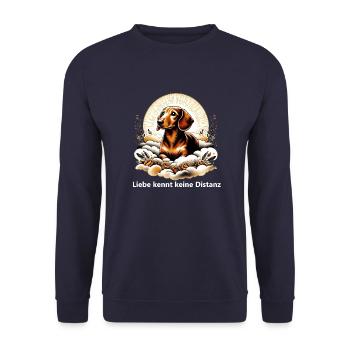 Rainbow Bridge Remembrance Dachshund - Unisex Sweatshirt - navy - Front - Alina (178cm) & Michal (187cm)