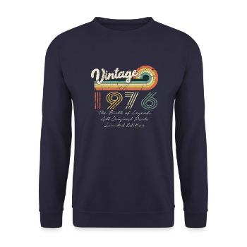 Awesome Since 1976 Jubiläum 1976 Jahrgang 197 - Unisex Pullover - Navy - Vorne - Alina (178cm) & Michal (187cm)