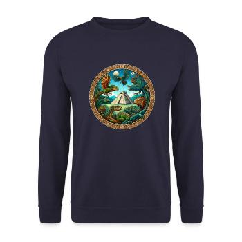 Die Legende von Tikal - Unisex Pullover - Navy - Vorne - Alina (178cm) & Michal (187cm)