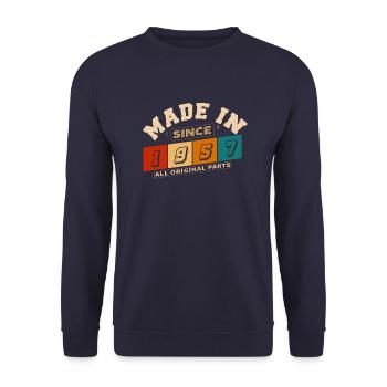 Made in 1957 anniversaire 67 ans - Sweat-shirt Unisexe - marine - Devant - Alina (178cm) & Michal (187cm)