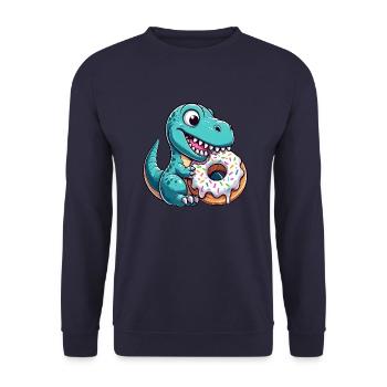 Dino T-Rex Bonbons aux beignets - Sweat-shirt Unisexe - marine - Devant - Alina (178cm) & Michal (187cm)