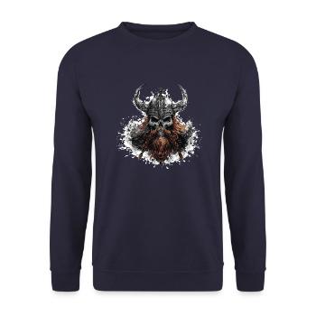 Wikinger Odin Totenkopf - Unisex Pullover - Navy - Vorne - Alina (178cm) & Michal (187cm)