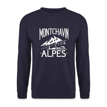 Montchavin - Alpes - Sweat-shirt Unisexe - marine - Devant - Alina (178cm) & Michal (187cm)