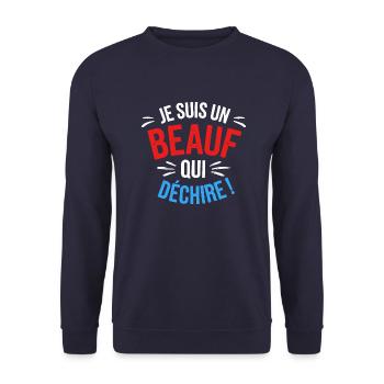 Je suis un beauf qui déchire - Sweat-shirt Unisexe - marine - Devant - Alina (178cm) & Michal (187cm)