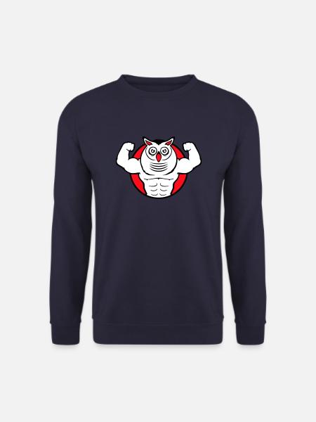 Eule Bodybuilder Muskeln Bizeps Posen Gym Rat Cool - Unisex Pullover - Navy