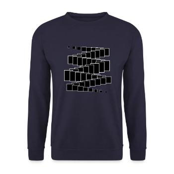 geometric squares design - Unisex Sweatshirt - navy - Front - Alina (178cm) & Michal (187cm)