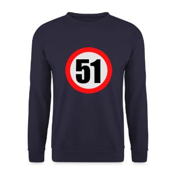 Panneau de limitation 51 - Sweat-shirt Unisexe - marine - Devant - Alina (178cm) & Michal (187cm)